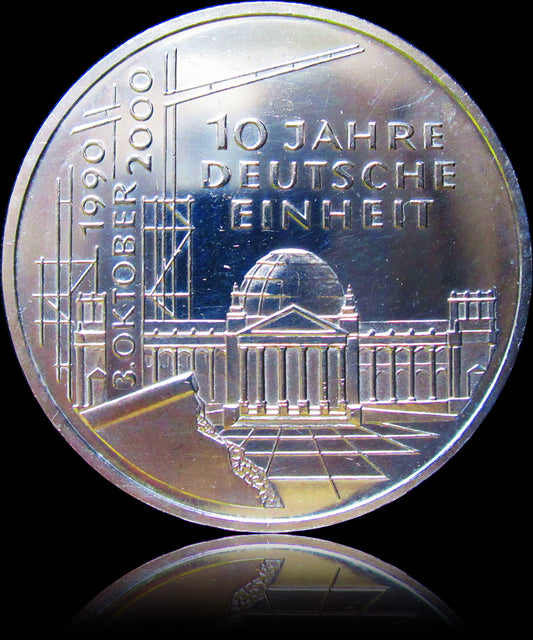 10 YEARS OF GERMAN UNITY, series 10 DM silver coin, 1999