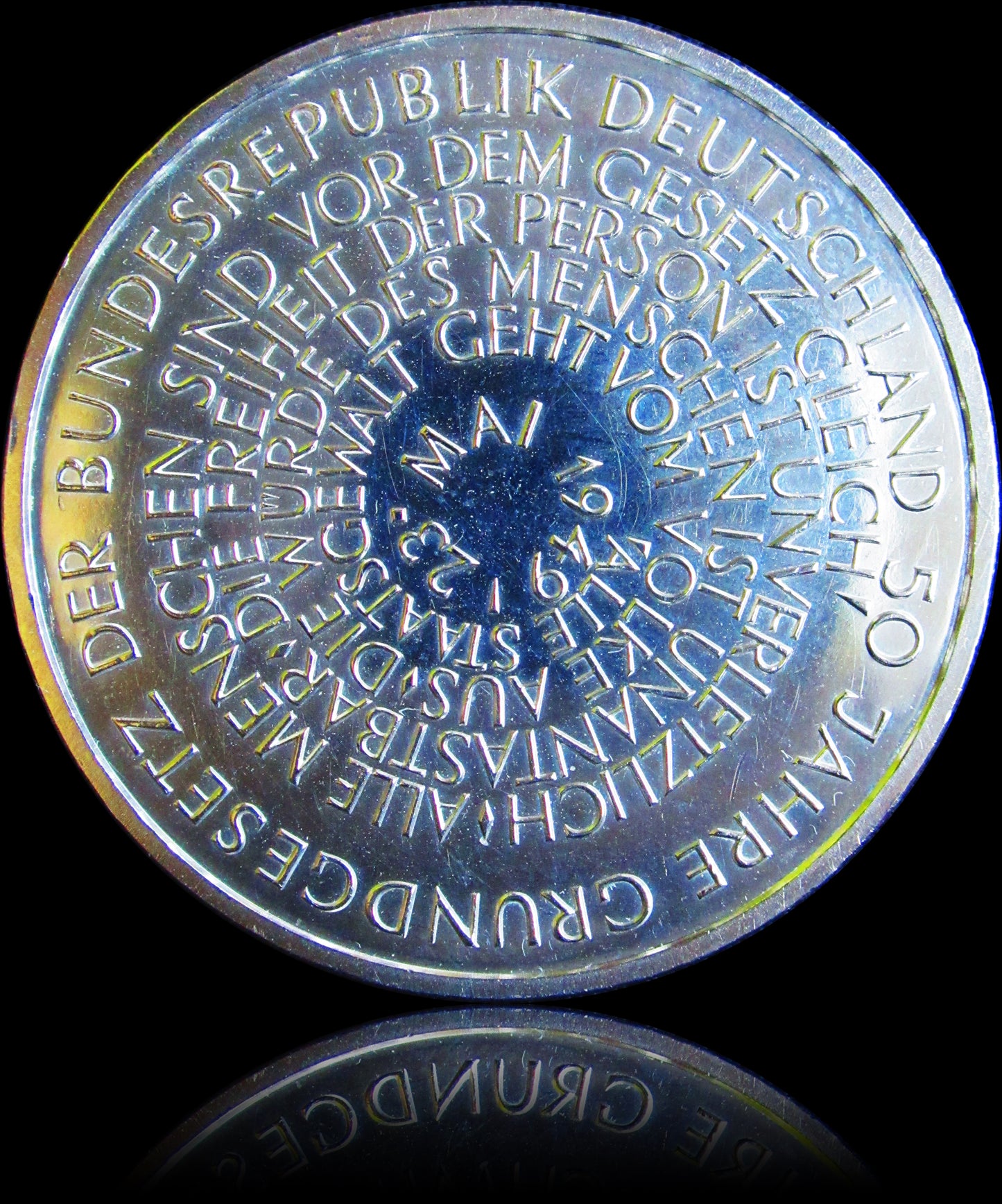 50 YEARS OF THE BASIC LAW, series 10 DM silver coin, 1999