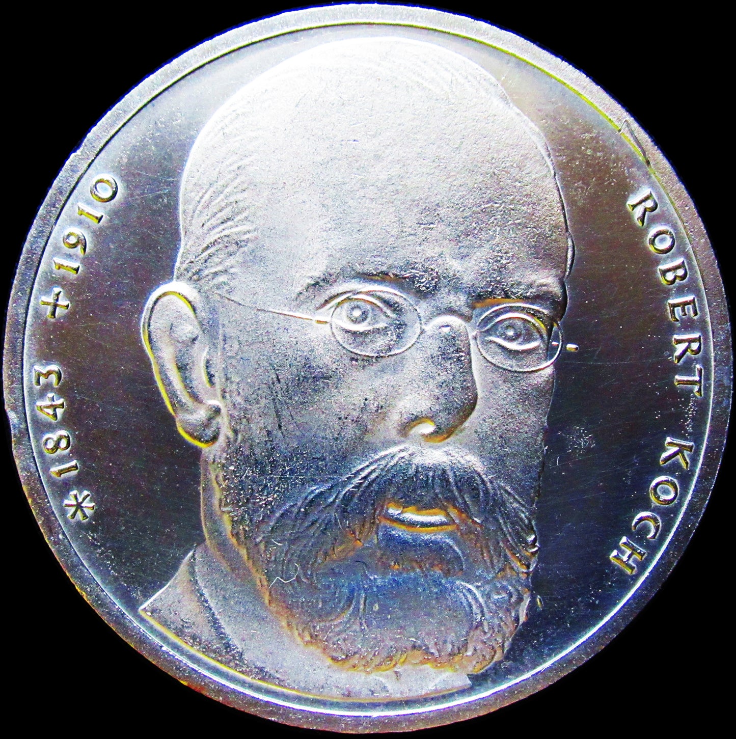 150TH BIRTHDAY OF ROBERT KOCH, series 10 DM silver coin, 1994