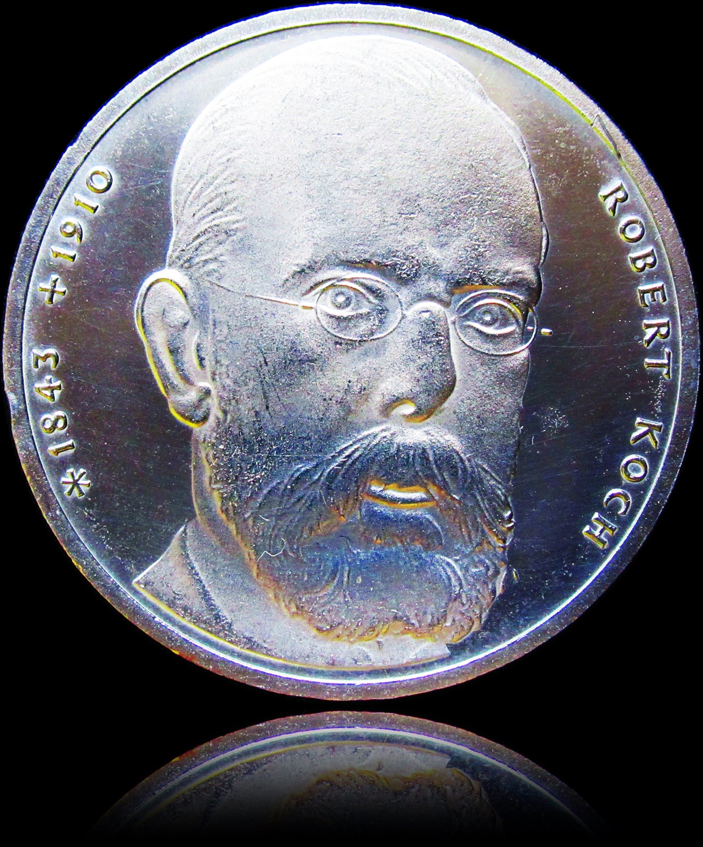 150TH BIRTHDAY OF ROBERT KOCH, series 10 DM silver coin, 1994