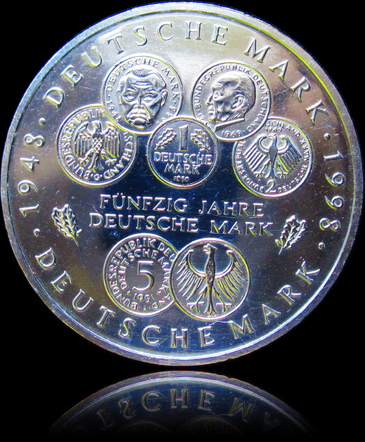 50 YEARS OF GERMAN MARK, series 10 DM silver coins, 1998