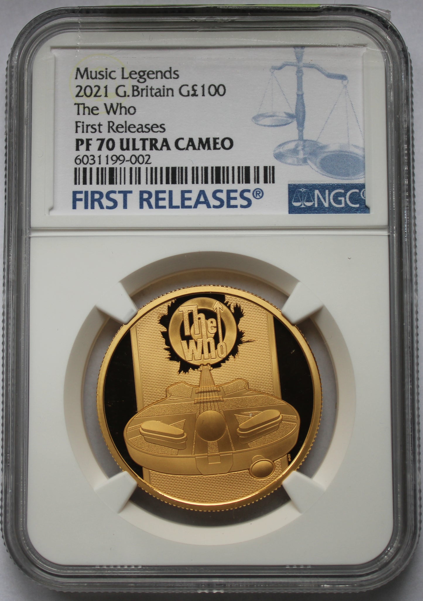 THE WHO, Serie Music Legends, 1 oz Gold 100£, Proof PF70, 2021