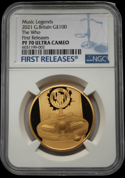 THE WHO, Serie Music Legends, 1 oz Gold 100£, Proof PF70, 2021