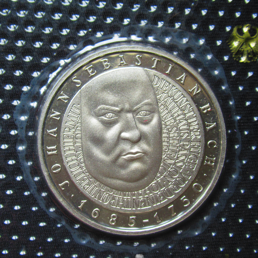 250TH ANNIVERSARY OF JOHANN SEBASTIAN BACH'S DEATH, series 10 DM silver coin mirror finish, 2000