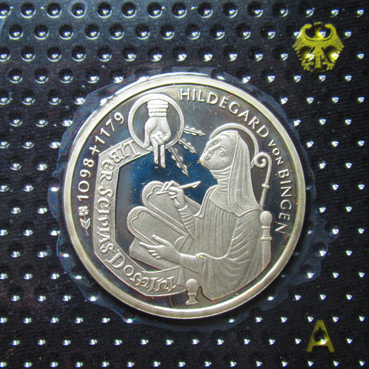 HILDEGARD VON BINGEN, 10 DM silver coin mirror finish, 1998