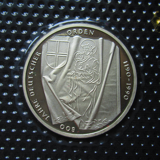 800 JAHRE DEUTSCHER ORDEN, Serie 10 DM Silbermünze Spiegelglanz, 1990