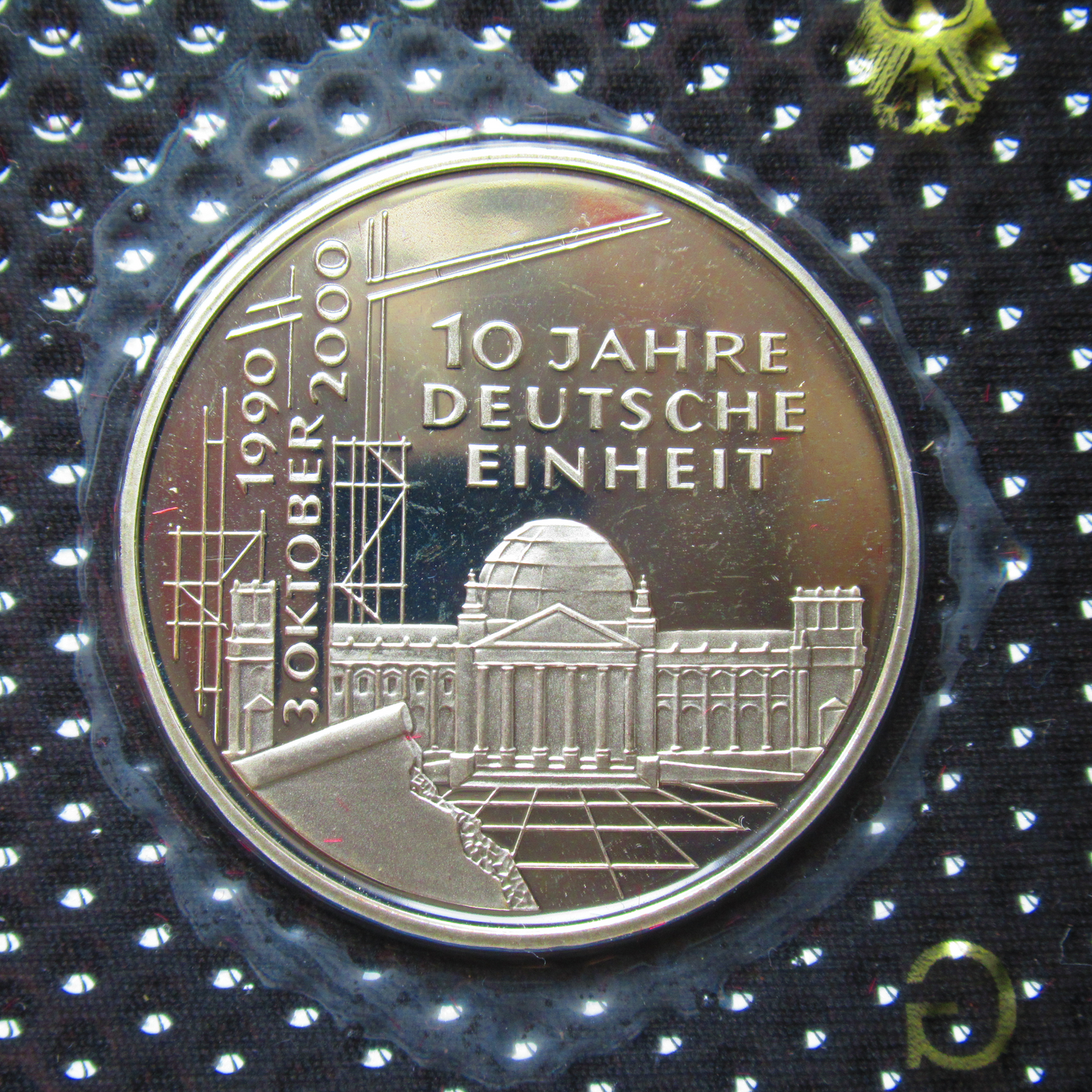 10 YEARS OF GERMAN UNITY, series 10 DM silver coin, mirror finish, 1999