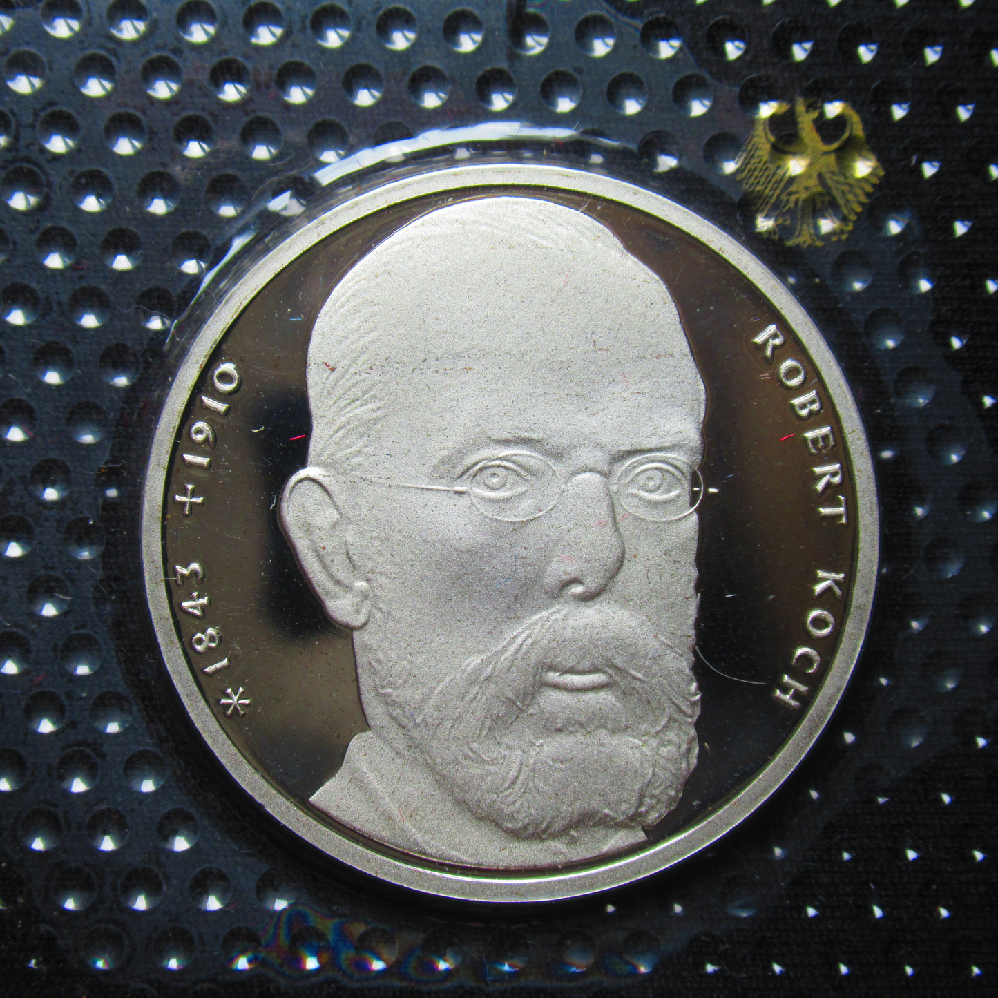 150. GEBURTSTAG VON ROBERT KOCH, Serie 10 DM Silbermünze Spiegelglanz, 1994