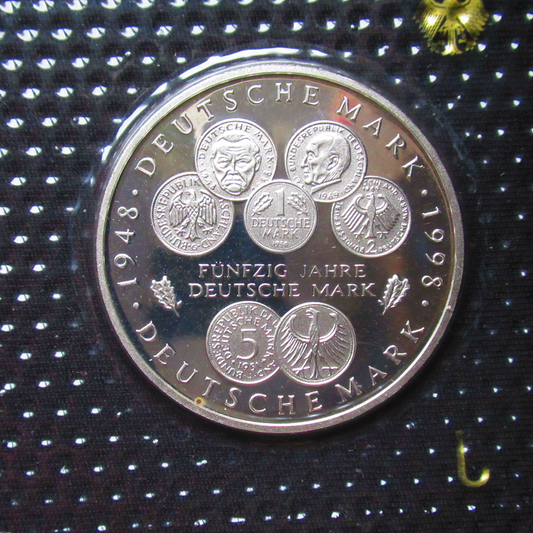 JAHRE DEUTSCHE MARK, Serie 10 DM Silbermünze Spiegelglanz, 1998