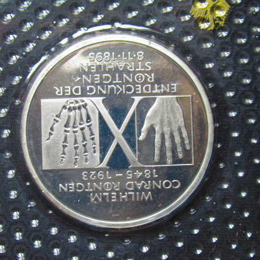 150. GEBURTSTAG CONRAD RÖNTGEN, Serie 10 DM Silbermünze Spiegelglanz, 1995