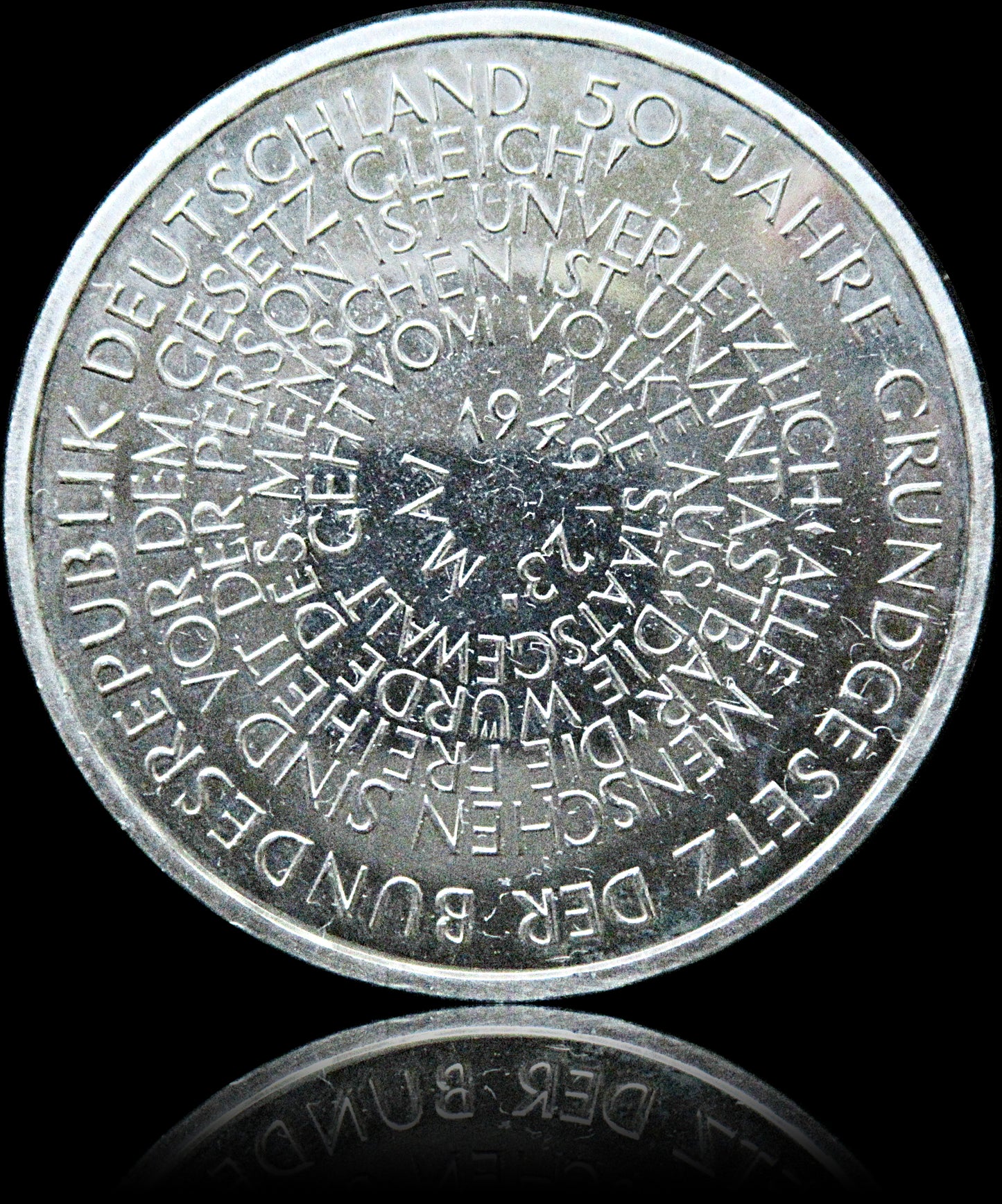 50 YEARS OF THE BASIC LAW, series 10 DM silver coin, 1999