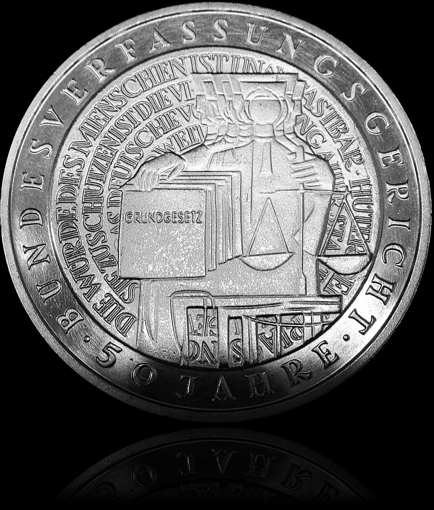 50 YEARS OF THE FEDERAL CONSTITUTIONAL COURT, series 10 DM silver coin, 2001