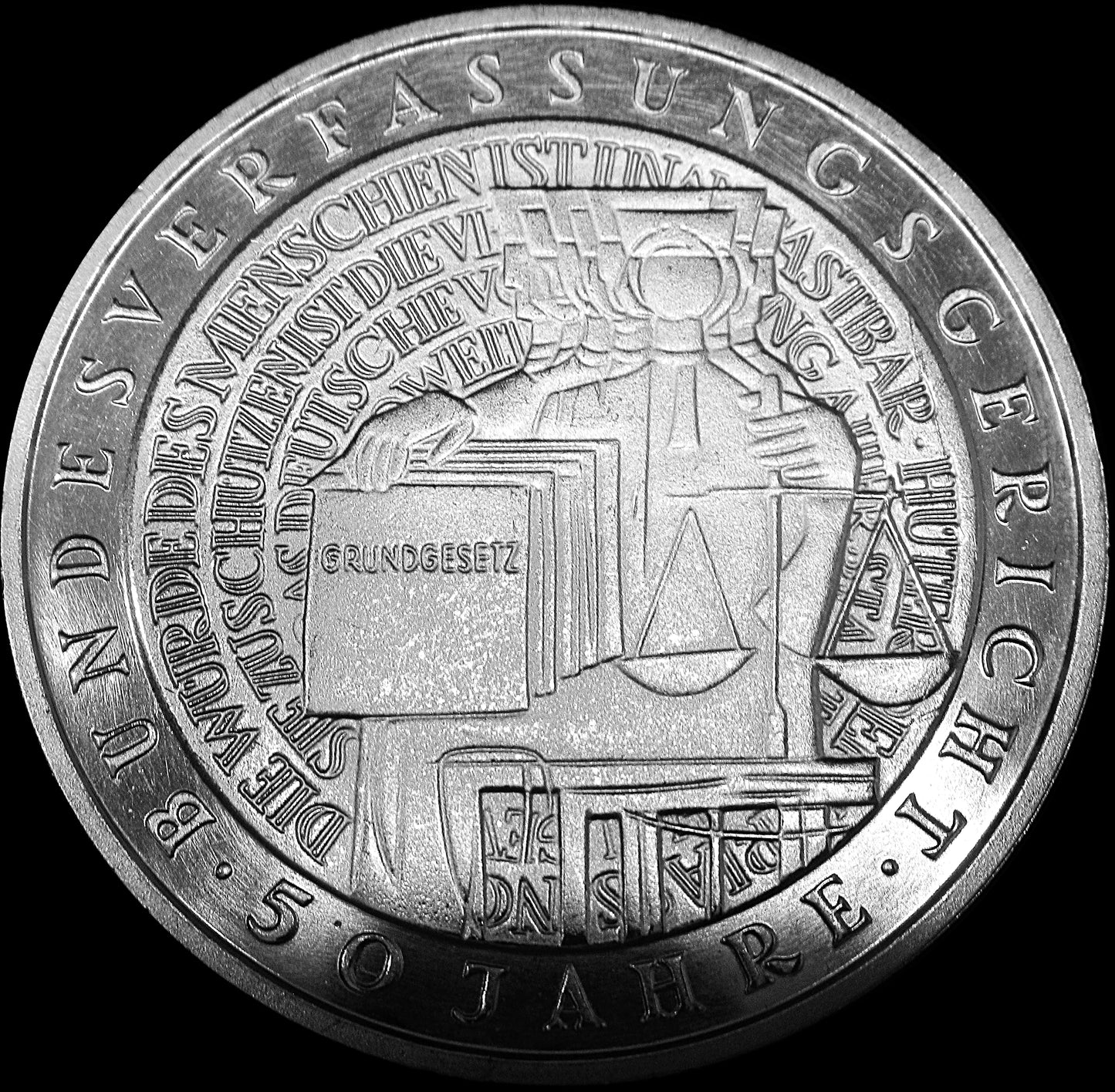 50 YEARS OF THE FEDERAL CONSTITUTIONAL COURT, series 10 DM silver coin, 2001