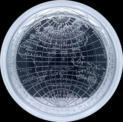 A NEW MAP OF THE WORLD 1812, Serie Terrestrial Silver, 1 oz Gold Proof Domed 1$, 2018