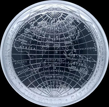 A NEW MAP OF THE WORLD 1812, Terrestrial Silver Series, 1 oz Gold Proof Domed $1, 2018