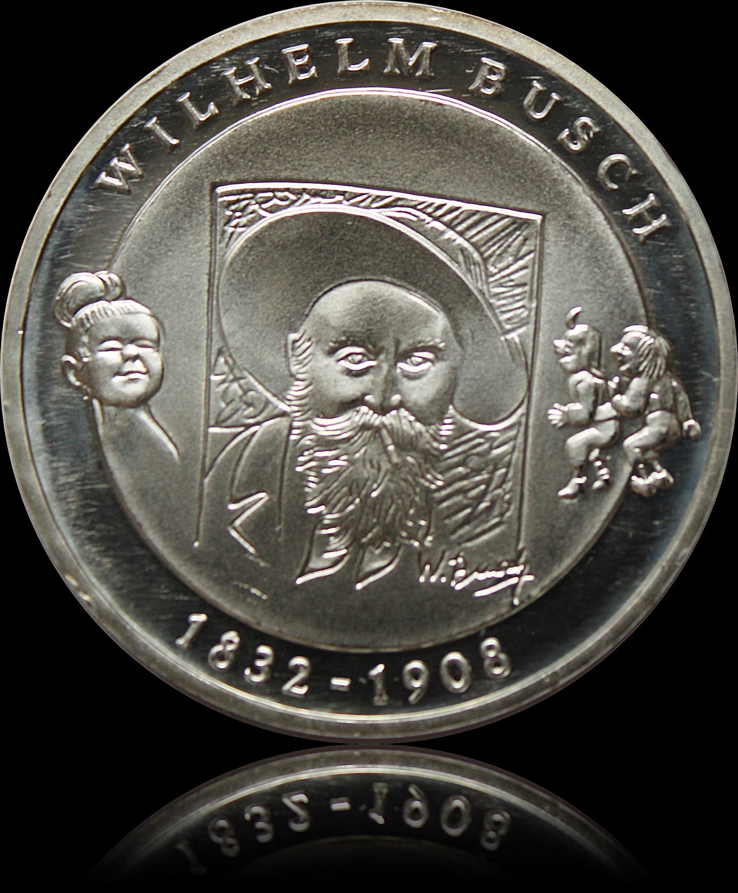 175. GEBURTSTAG WILHELM BUSCH, Serie 10 € Silber Gedenkmünzen Deutschland, Stempelglanz, 2007