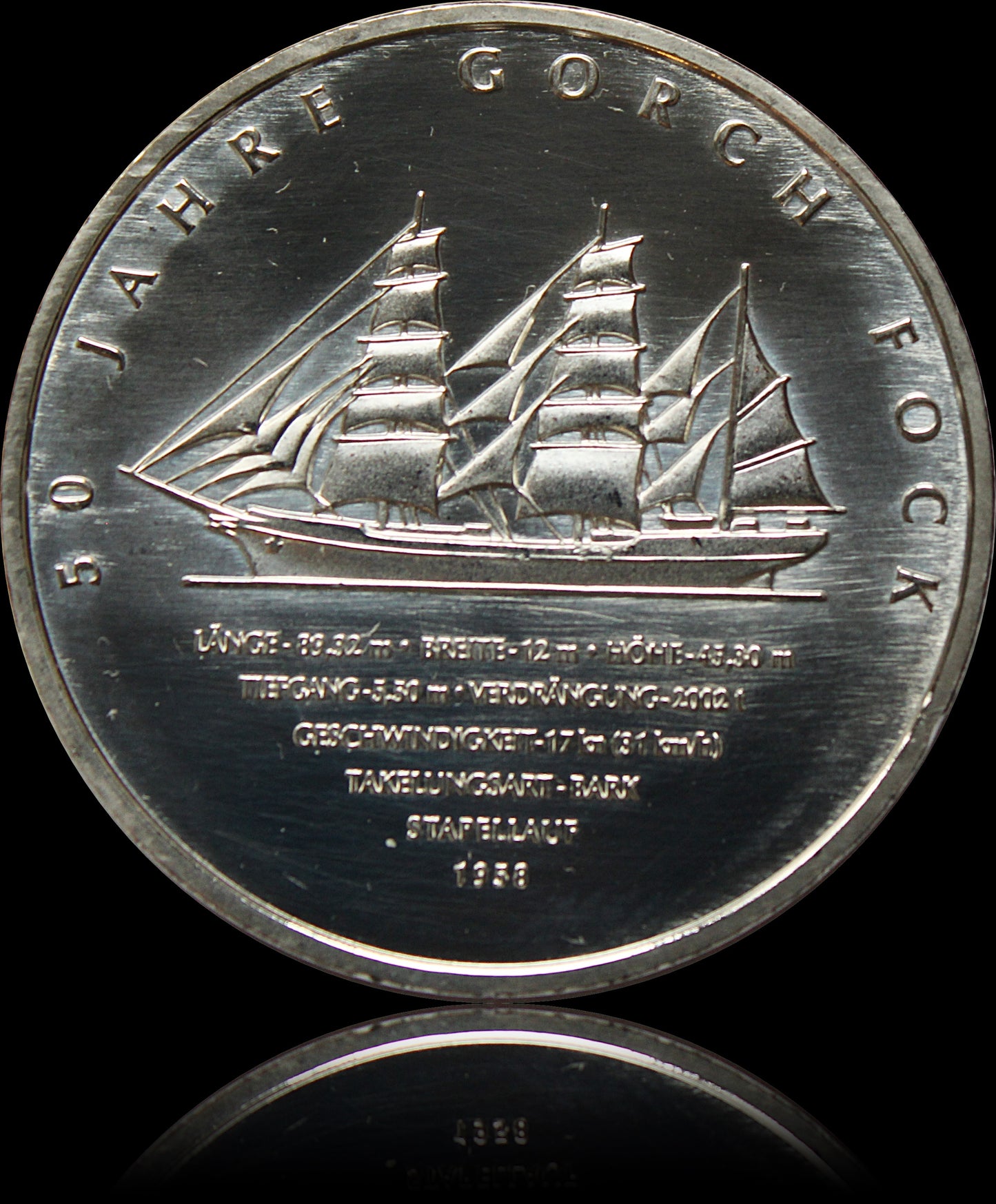 50 JAHRE GORCH FOCK, Serie 10 € Silber Gedenkmünzen Deutschland, Stempelglanz, 2008