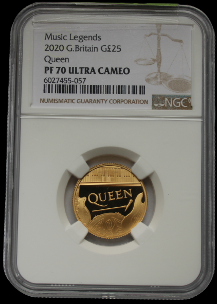 QUEEN, Serie Music Legends, 0,25 oz Gold 25£, Proof PF70, 2020