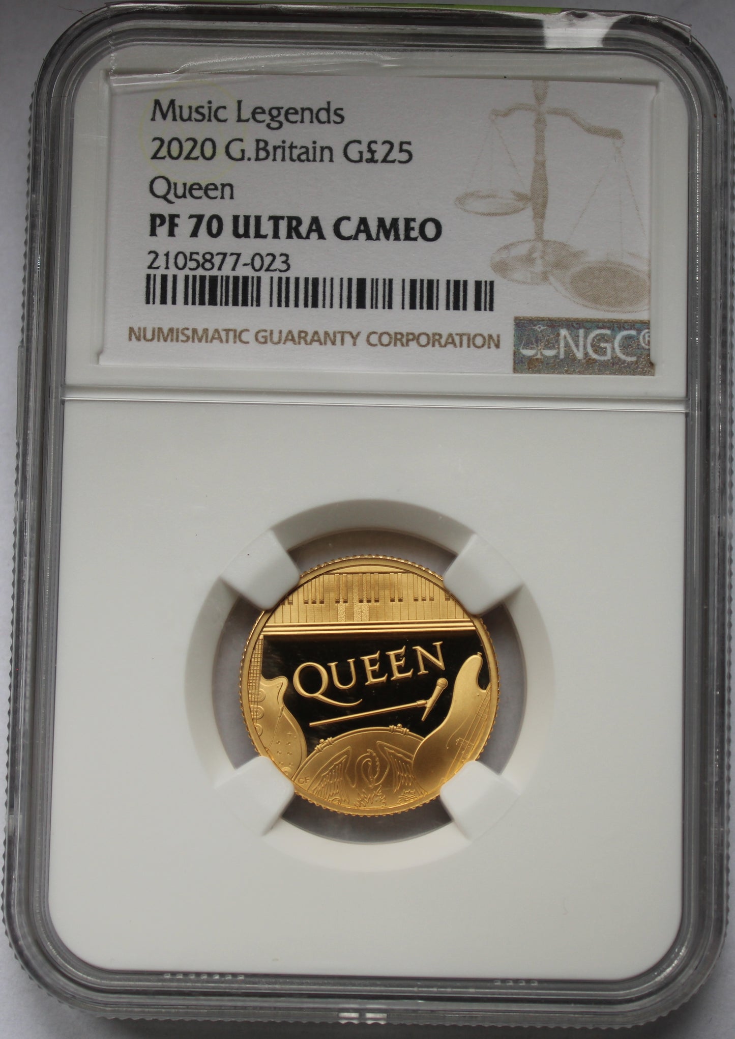 QUEEN, Serie Music Legends, 0,25 oz Gold 25£, Proof PF70, 2020