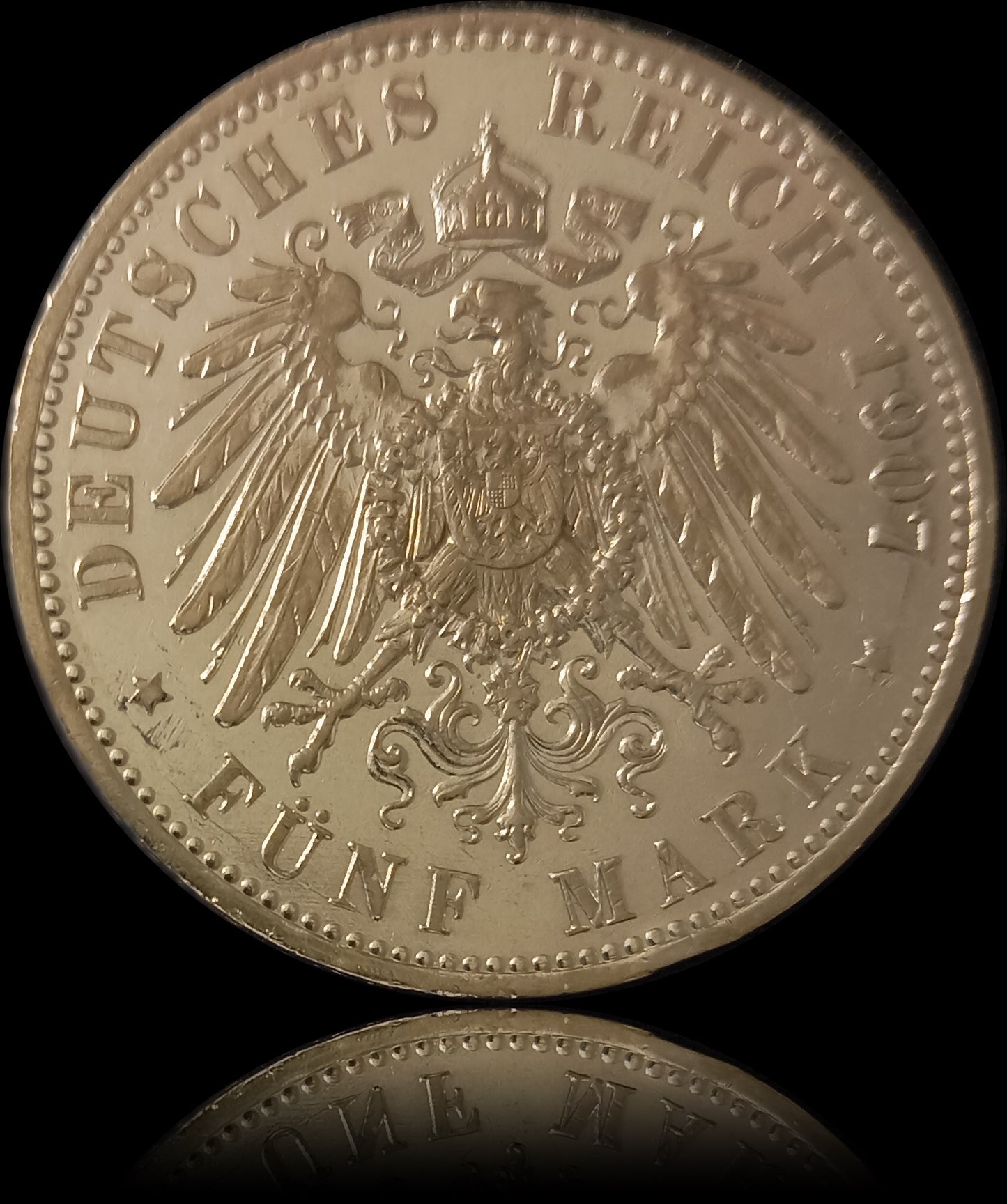 5 Mark Preußen 1907 A Silber, Kaiser Wilhelm II. Deutsches Kaiserreich, Jaeger-Nr. 104