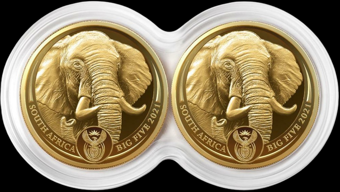 2 x ELEPHANT, Big Five Series II, 2 x 1/4 oz Gold Proof, 2021