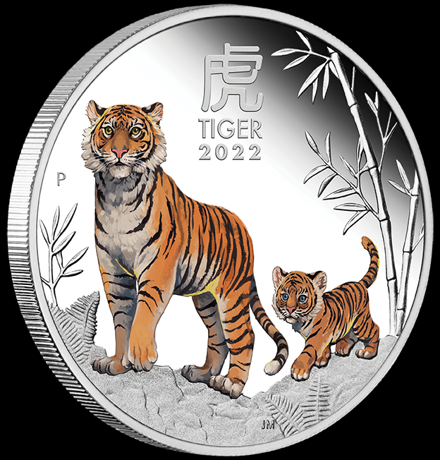 3-COIN SET YEAR OF THE TIGER, Serie Lunar III 2022, 3 x 1 oz Silber, 3 x 1$, 2022