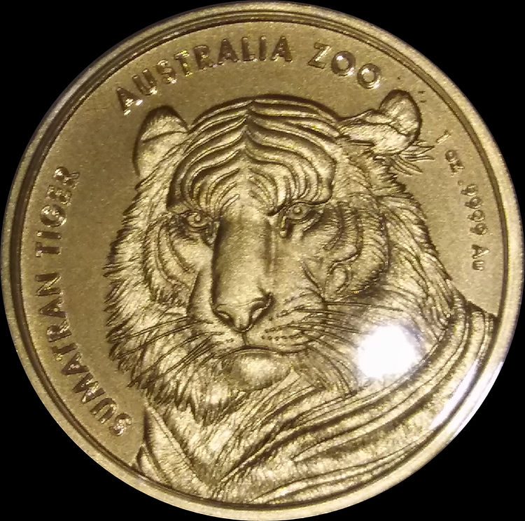 SUMATRA TIGER, Australian Zoo series, 1 oz gold BU, 2020