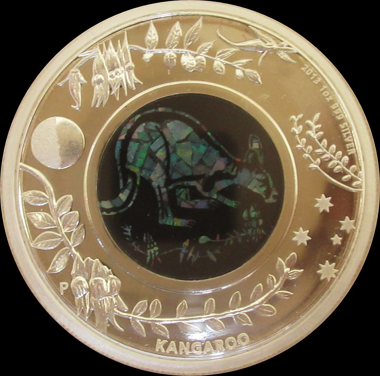 KANGAROO - KANGAROO, Australian Opal Series 1 oz Silver Proof $1, 2014