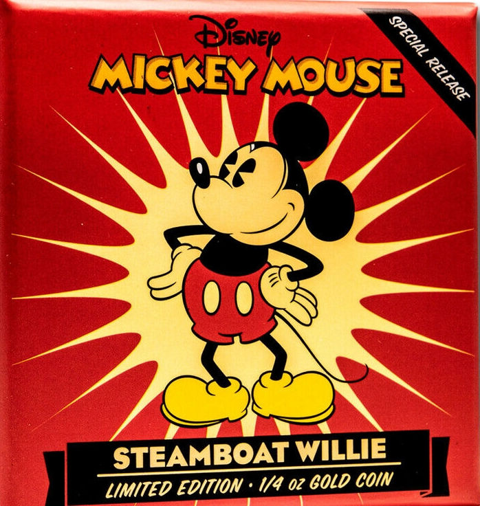 STEAMBOAT WILLIE™ Disney™ $25 Proof 1/4 oz Gold