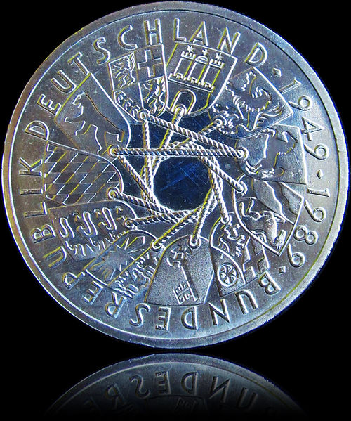 40 YEARS OF THE FEDERAL REPUBLIC, series 10 DM silver coin, 1989