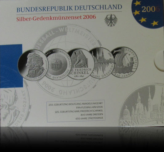 Jahrgangssatz 2006, Serie Silber 10-Euro Deutschland Spiegelglanz, 2006