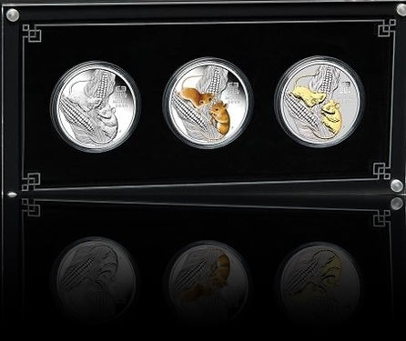 3-COIN SET YEAR OF THE MOUSE, Serie Lunar III 2020 3 x 1 oz Silber, 3 x 1$, 2020