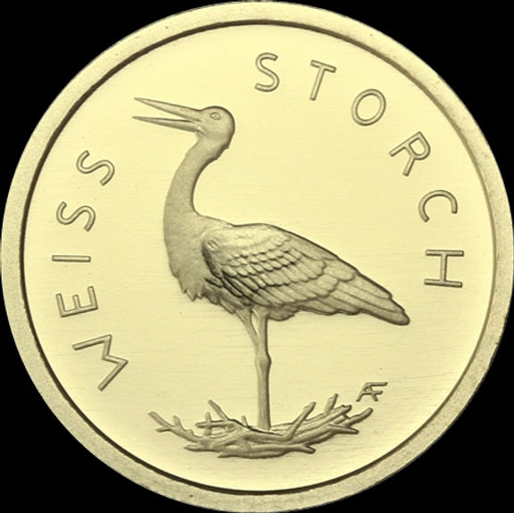 WEISSSTORCH, Serie Heimische Vögel, 1/8 oz Gold 20 € -F, D, J, G-, 2020