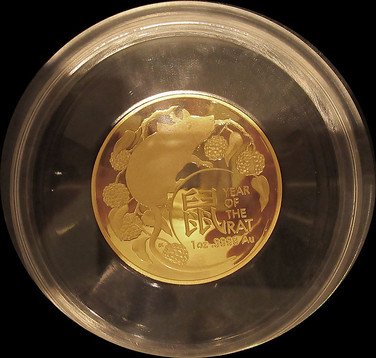 YEAR OF THE Rat, Lunar II RAM series, 1 oz Gold Proof Domed, 2020