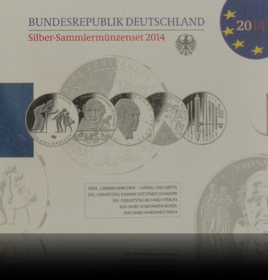 Jahrgangssatz 2014 Silber 10-Euro Deutschland Spiegelglanz, 2014