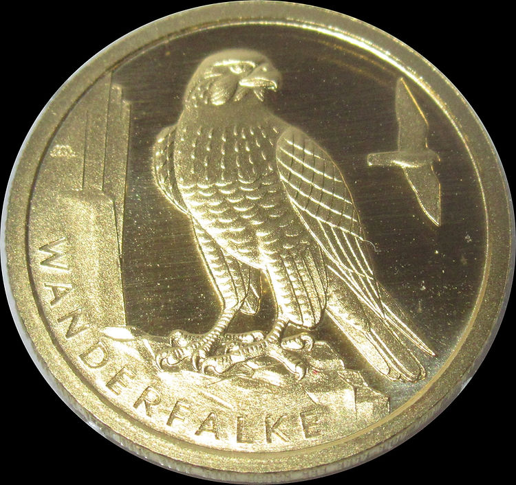 WANDERFALKE, Serie Heimische Vögel, 1/8 oz Gold 20 € -A-, 2019