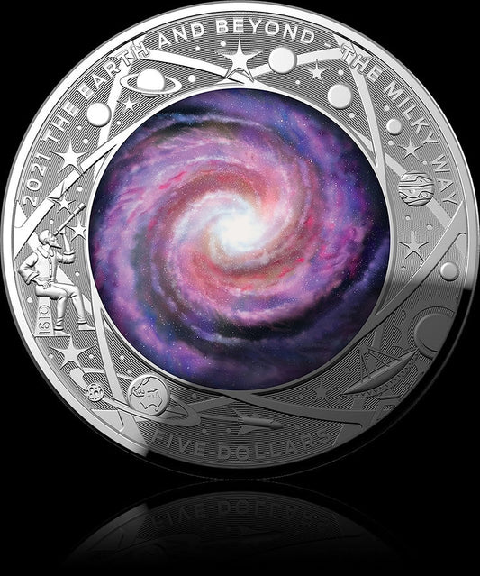 MILKY WAY, Earth and Beyond series, 1 oz Silver Proof Colored Domed $5, 2019