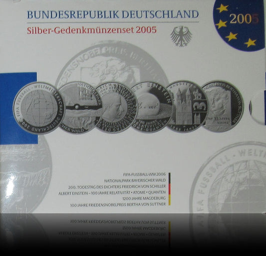 Jahrgangssatz 2005, Serie Silber 10-Euro Deutschland Spiegelglanz, 2005