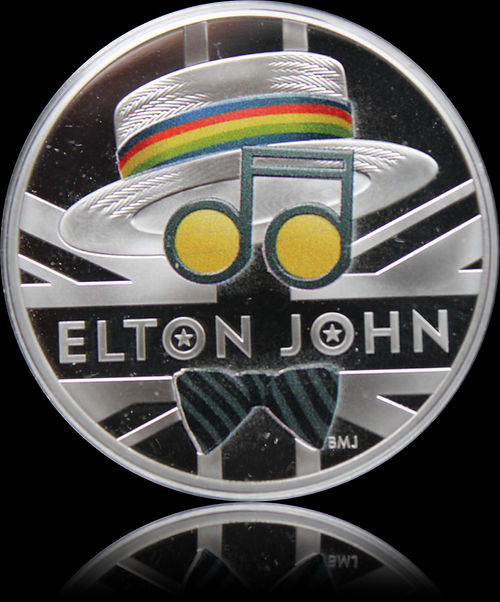 ELTON JOHN, Serie Music Legends, 1 oz Silver 2£, Proof Colored, 2020