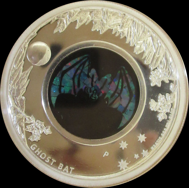 OPAL GHOST BAT - FLEDERMAUS, Serie Australian Opal 1 oz Silber Proof 1$, 2012