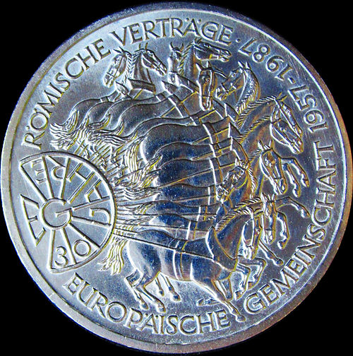 30 JAGRE RÖMISCHE VERTRÄGE, Serie 10 DM Silbermünze, 1987