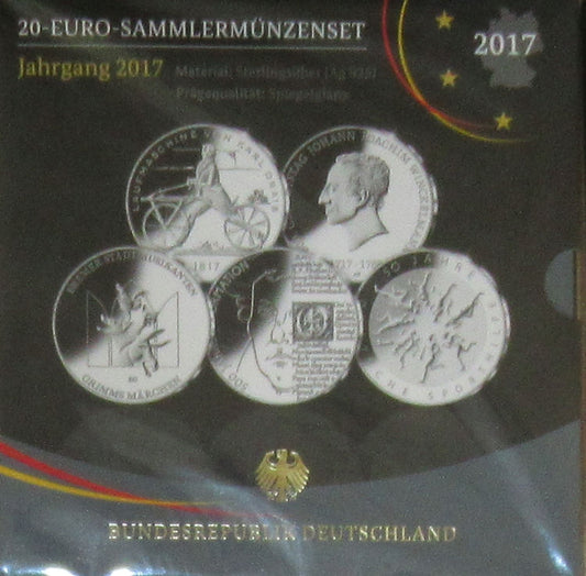 Vintage set 2017 Silver 20-Euro Germany mirror finish, 2017