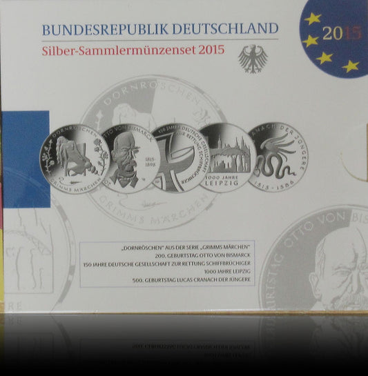 Jahrgangssatz 2015 Silber 10-Euro Deutschland Spiegelglanz, 2015