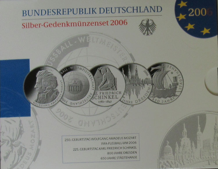 Vintage set 2006, series silver 10-Euro Germany mirror finish, 2006