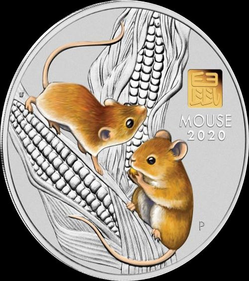 YEAR OF THE MOUSE, Serie Lunar III, 1 Kg Silver with Gold Privy Mark 30$, 2020