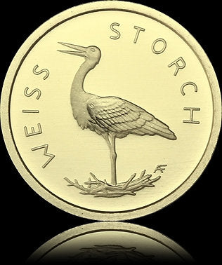 WHITE STORK, Domestic Birds series, 1/8 oz gold €20 -A-, 2020