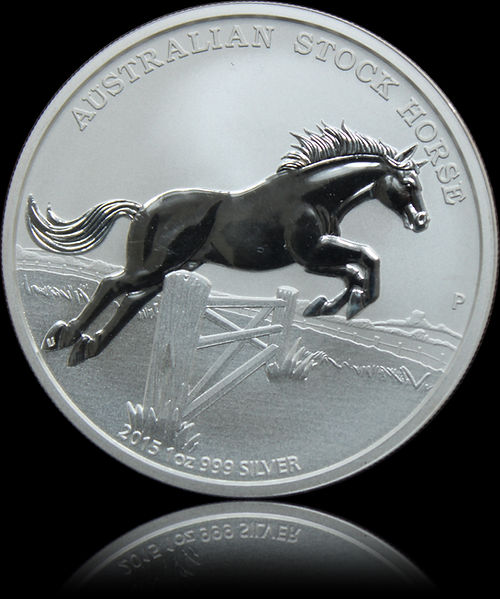 AUSTRALIAN STOCK HORSE 2015, Stock Horse series in blister, 1 oz silver $1, 2015