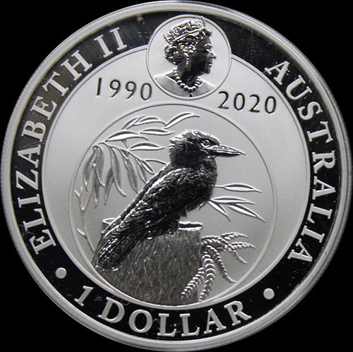 Kookaburra Colored Berlin, Kookaburra Series, 1oz Silver Colored Proof $1, 2020