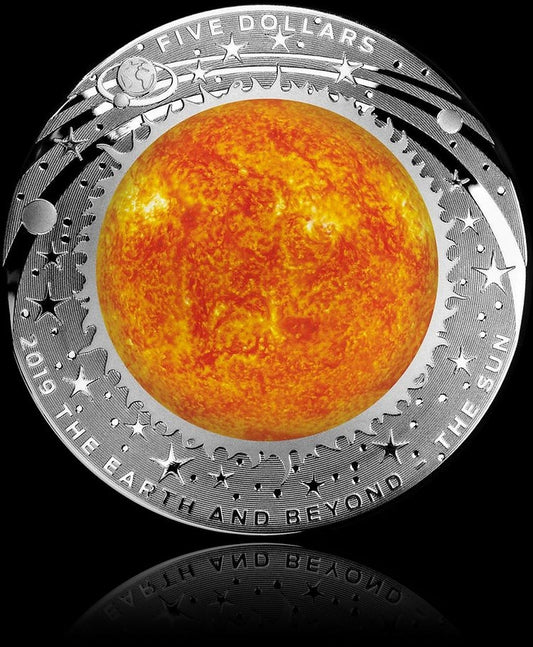 THE SUN, Earth and Beyond series, 1 oz Silver Proof Colored Domed $5, 2019