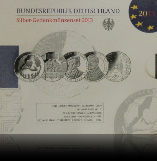 Jahrgangssatz 2013 Silber 10-Euro Deutschland Spiegelglanz, 2013